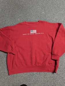 Vintage Majestic American Sweatshirt God Bless America Red Pullover Mens XXL - Picture 1 of 9