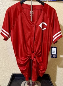 Damengröße XL Majestic Cincinnati Reds Trikot neu mit Etikett Baseball MLB vorne geknotet - Bild 1 von 9