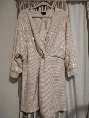 Vestido de cóctel Bebe kimono corto con lentejuelas nuevo con etiquetas, talla L Foto 1 de 4