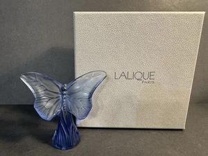 Lalique Crystal Blue Butterfly Papillon Rosee MINT Condition In Box - Picture 1 of 7