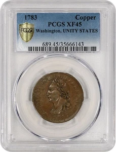 1783 1C Washington Unity States One Cent Copper PCGS Secure Gold Shield XF45 - Picture 1 of 5