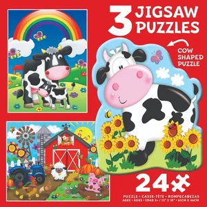 Ceaco Children's 3-in-1 Jigsaw Puzzle;  Farm;  24 pieces;  3120-2 - Picture 1 of 2