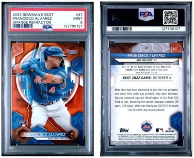 2023 Bowman's Best - Francisco Alvarez - RC ORANGE REFRACTOR - MINT PSA 9 - Image 1 of 2