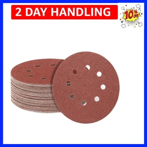 50 Stck. 60er Körnung 5 Zoll 8 Loch Schleifscheiben, Haken und Schleife Rund Schleifpapier Pad... - Bild 1 von 9