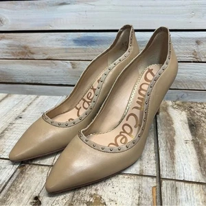 Sam Edelman Tiana Pump pelle nuda borchie bordo punta tacco a spillo 7,5 m - Foto 1 di 9