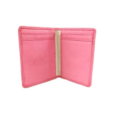 Portatarjetas fósiles Portatarjetas de Identificación Cuero Grano Guijarro Rosa Delgado Billetera Doble Plegable 4"x 3" XS Foto 1 de 4