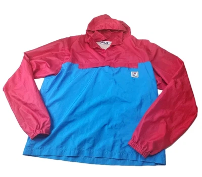 Vintage Fila Windbreaker Mens Large Red Blue 90s Pullover Hooded Waterproof  - Image 1 of 4