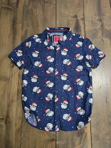 💥DENIM & FLOWER RICKY SINGH navy Blue Santa 🧑‍🎄Christmas Shirt Size 8💥 - Picture 1 of 4