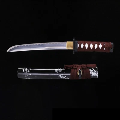 Handmade Japanese Wakizashi 1060 Carbon Steel Sword with Lacquered Wood Saya - Image 1 of 4