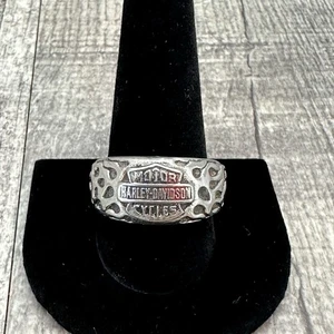 Harley-Davidson Herren Struktur Flammen Bar & Schild Edelstahl Größe 12 Ring - Bild 1 von 7