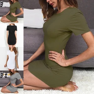 Fashion Dress Womens Beach Bodycon Casual Clubwear Evening Ladies Short sleeve - Picture 1 of 37