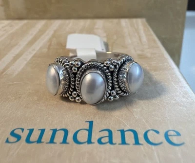 NWT Sundance Catalog Silver White Pearl “Three Of Pearls Ring” Size 8 - Image 1 of 4