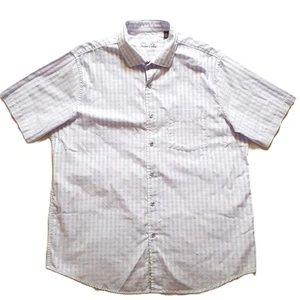 Shirt Button-Down Tasso Elba XL (17 17-1/2) Men Lilac, Periwinkle & White Stripe - Picture 1 of 7
