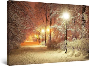 Winter Park Warm Light 90x60cm Framed Premium Quality Wall Art Print - Picture 1 of 3