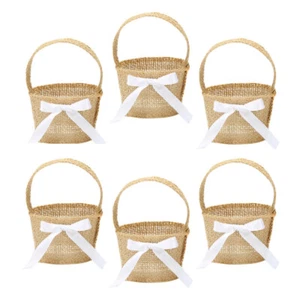 6 Pcs Linen Basket with Handles Hand-woven Baskets Flower Girl Handheld Wicker - Picture 1 of 14
