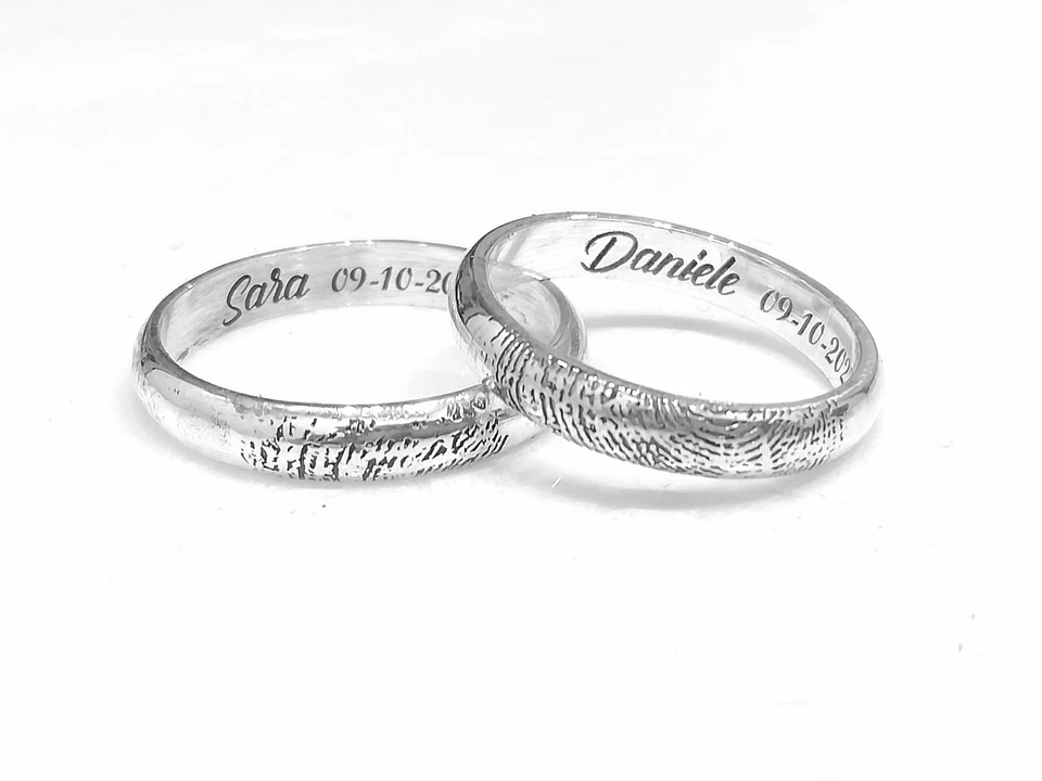 ANELLO FEDE FEDINA CON IMPRONTA PERSONALIZZATA NOME DATA ARGENTO 925 UOMO DONNA  - Immagine 1 di 2