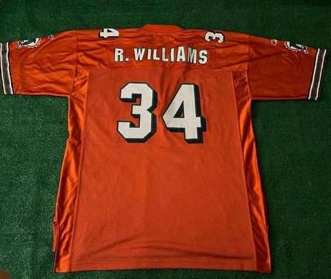 Vintage Reebok Miami Dolphins Ricky Williams #34 Jersey Size XL Orange Cover