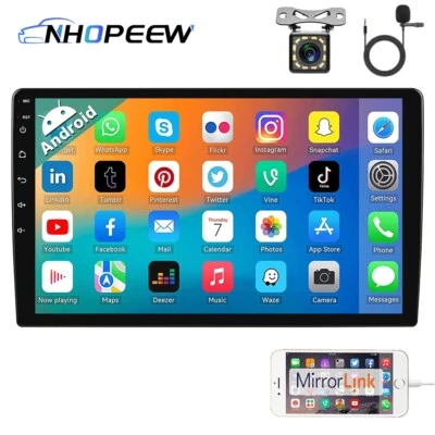 NHOPEEW Android 13 Double 2 Din 10'' Car Stereo Radio GPS Navi WIFI BT Mirror link+ Cam