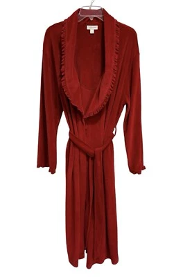 Bata larga roja para mujer talla L polar felpa volantes cinturón croft y carretilla íntima Foto 1 de 4