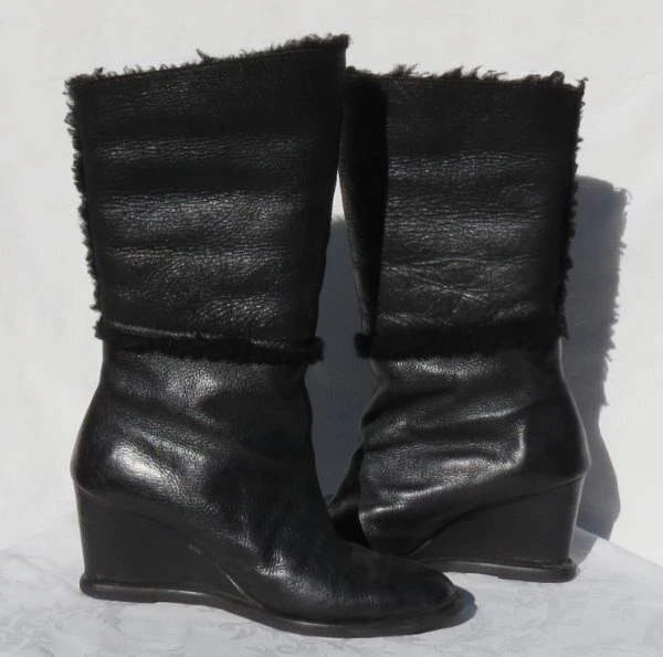 Botas de cuña ARCHE LN US para mujer 7,5 38 cuero negro piel de oveja piel de oveja invierno Foto 1 de 4
