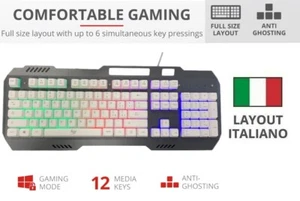 Tastiera Gaming da gioco METALLO Meccanica RGB layout italiano LED ILLUMINATA B - Bild 1 von 7