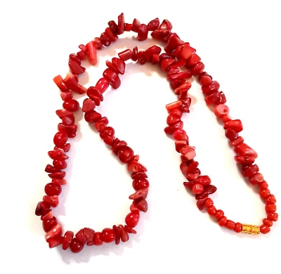 Collar de cuentas de rama de coral rojo 10 mm 18 pulgadas Foto 1 de 4