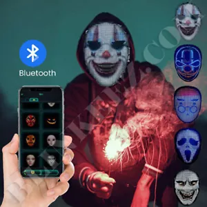 Máscara facial programable LED control de aplicación HALLOWEEN cambio máscara recargable - Imagen 1 de 12