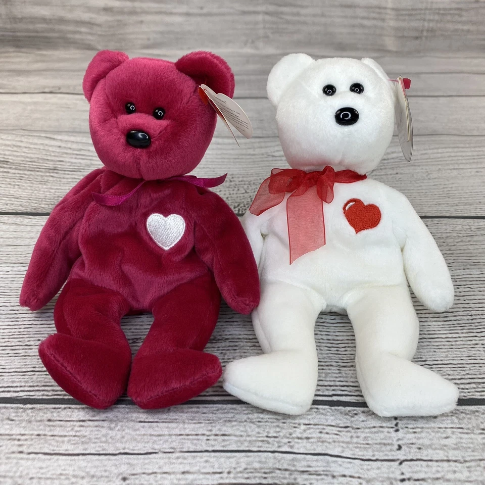 Casanova 2006 Ty Beanie Babie Valentines Day 8in White Bear 3up Boys Girls 40476