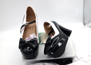 Damenschuhe Mary Janes rund geschnitten hochhackige elegante Schleife klobige Plateau-Pumps - Bild 1 von 5