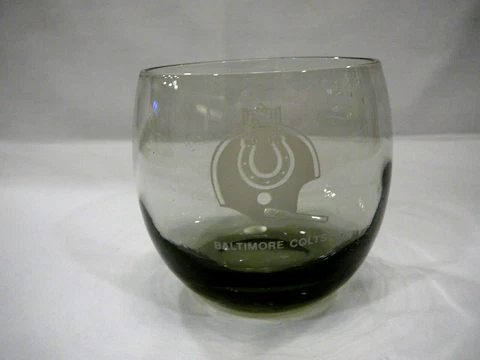 Vtg NFL Baltimore Colts Highball Glass-Baltimore Colt Logo/Name & Lic. NFL Logo Cover