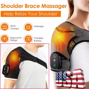 Electric Heated Shoulder Massager Joint Brace Support w/ Vibration Relief Pain - Picture 1 of 20
