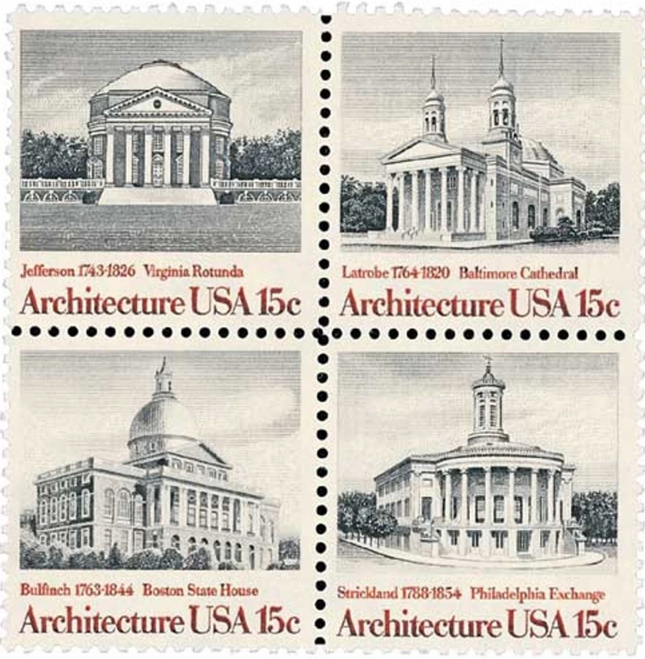 United States 15¢ American Architecture Postage Stamp #1779-82 x 100 singles - Image 1 of 1