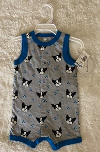 NWT Boston Terrier 17- 21 lbs 6 9 BABIES R US baby shower BOYS outfit DOG romper - Picture 1 of 5