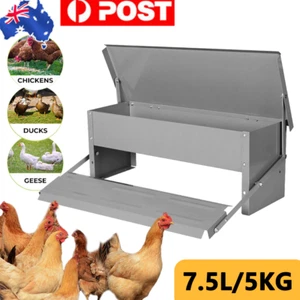 7.5L Automatic Chicken Food Feeder Treadle Self Opening Feed Galvanized AU Stock - Picture 1 of 9