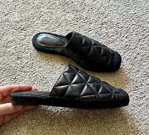 AEROSOLES OLSON Size 7 Quilted ESPADRILLE SLIDE MULES Slip On Loafer Flats - Picture 1 of 4