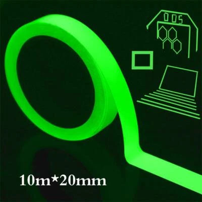 Glow in The Dark Self-Adhesive Tape,10m x 20mm Green Light Waterproof Luminous - Image 1 of 4