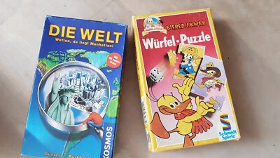2.Spiele,u.a, Die Welt Wetten da liegt Manhattan Gesellschaft Brettspiel - Bild 1 von 2