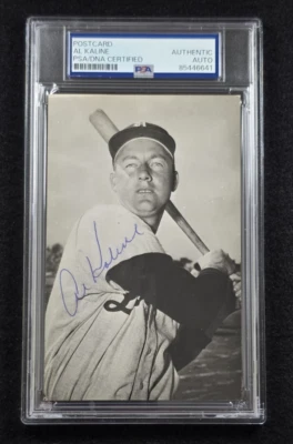 AL KALINE Signed Real Photo Postcard-HALL OF FAME-DETROIT TIGERS-PSA - Image 1 of 4