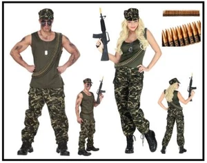 Soldat Soldatin Partner Kostüm G.I. Damen Herren Camouflage Armee Army Kämpfer - Bild 1 von 15
