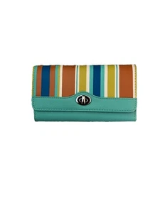 Womens Clutch Wallet Teal Multi Stripe KENNETH COLE REACTION - Picture 1 of 2
