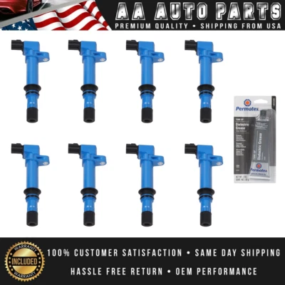 Set of 8 High Performance Ignition Coil + Tune Up Grease For Dodge Dakota UF270 - Image 1 of 4