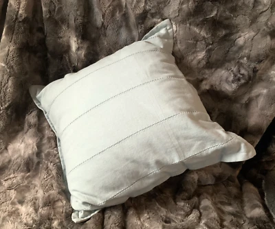 Threshold Light Blue/Tan Toss Pillow 18" x 18" Zip Made in India - Image 1 of 4