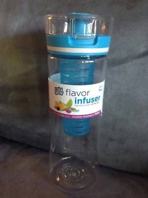 COOL GEAR FLAVOR INFUSER ON THE BO BOTTLE 28 FL OZ - CLEAR AND BLUE - NEW - Image 1 of 3