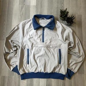 Vintage 80s Woolrich Quarter Zip Pullover Jacket Men's XL Grey Blue Nylon - Picture 1 of 8