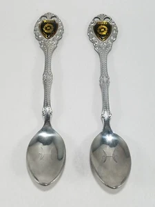 Set of 2 Pisces Zodiac Sign Vintage Souvenir Spoons Collectibles Stainless Japan - Picture 1 of 8