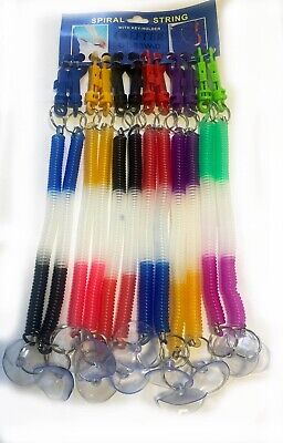 Spiral String Key Chain Keyring Coil Stretch Keychain Hook Retractable Plastic • 14.42€