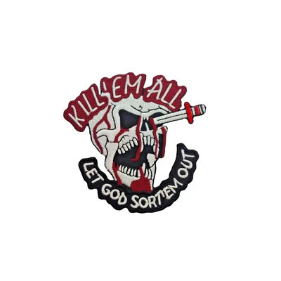 Kill Them All Skull Patch Vampire Heat Adhesive Iron Clothes Dagger Blood - Image 1 of 2