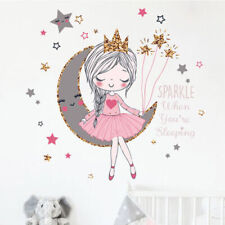 Princess on the moon wall sticker Girls room decor beautiful Cartoons sticke FT
