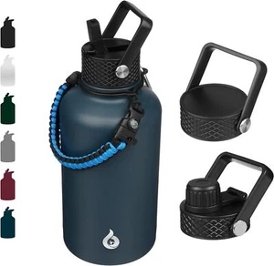 BJPKPK Half Gallon Insulated Water Bottles with Straw Lid, 64oz Large, Stainless - Picture 1 of 3