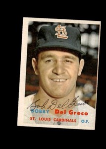 Bobby Del Greco 1957 Topps Cardinals authentic autographed card